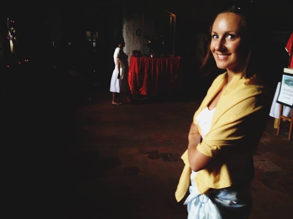 Woman smiling.