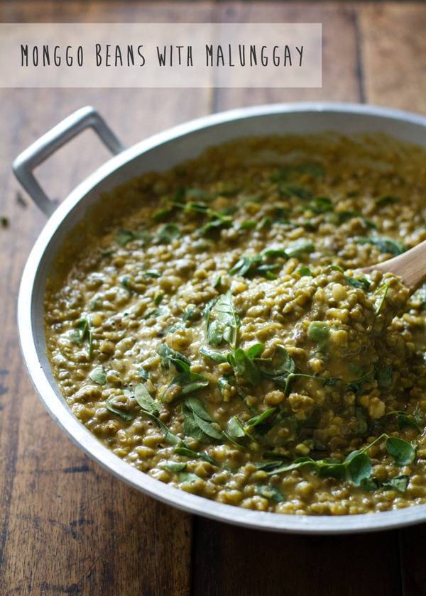 Monggo beans in a pan.