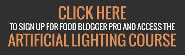 a Click Here button for the Food Blogger Pro Artificial Lighting course
