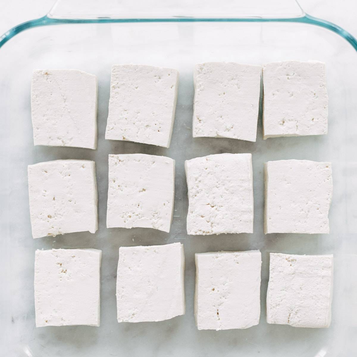 Tofu in pan.