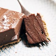 Vegan Chocolate Pie with bite taken out.