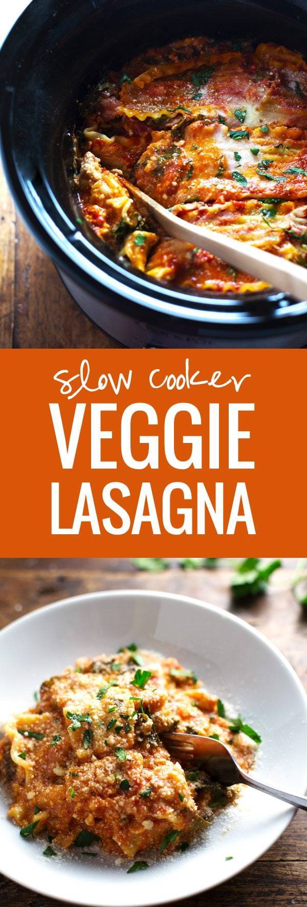 Super Easy Skinny Veggie Crockpot Lasagna - a handful of simple ingredients for a healthy family dinner. | https://bstoffers.com
